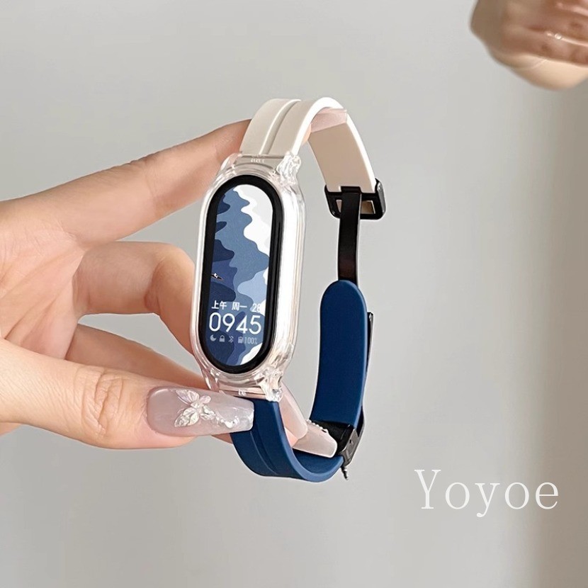 Dây Đeo Từ Tính Cho Xiaomi Band 10 9 8 7 NFC Vòng Tay Kim Loại Cho MiBand 8 Dây Đeo Thay Thế Thể Thao Dây Đeo Tay Correa Vòng Tay Silicon 6 5 4 3