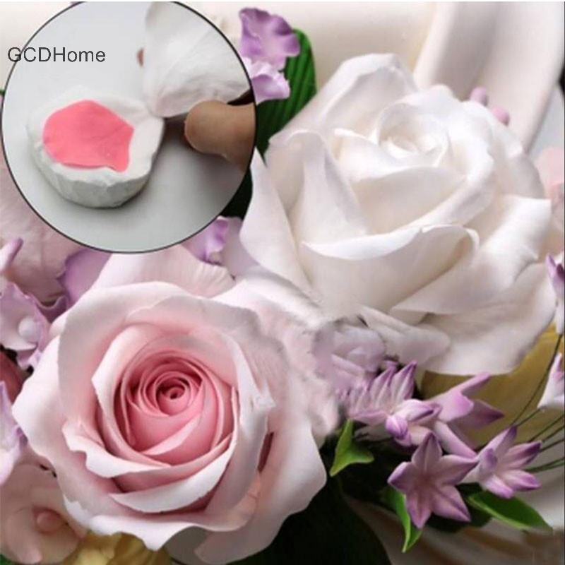 Gcdhome Mới Hoa Hồng Cánh Hoa Tĩnh Mạch Đường Dụng Cụ Kinh Tuyến Silicon Khuôn Hoa Đường Bánh Dụng Cụ HOT