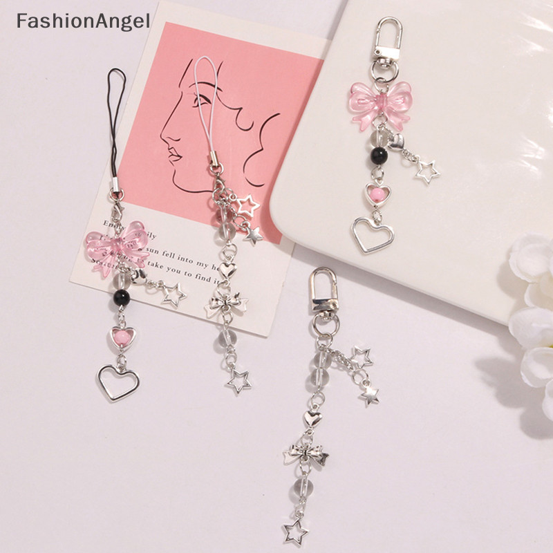 FashionAngel Goth Y2K Điện Thoại Quyến Rũ Nơ Trái Tim Ngôi Sao Móc Khóa Mặt Dây Chuyền Túi Dây Xích Điện Thoại Phụ Kiện Dễ Thương Cho Bé Gái Nữ Trang Sức TH