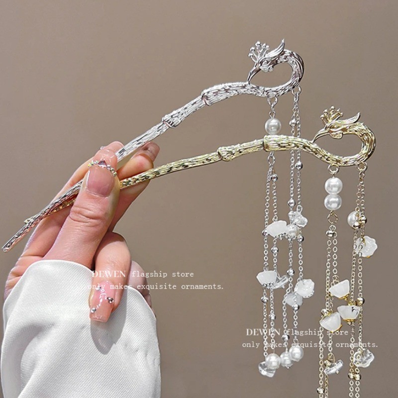 Phong Cách Cổ Phượng Hoàng Tua Rua Kẹp Tóc Mới Phong Cách Trung Hoa Hanfu Sườn Xám Phong Cách Dài Kẹp Tóc Nữ Kẹp Tóc Mũ Đội Đầu