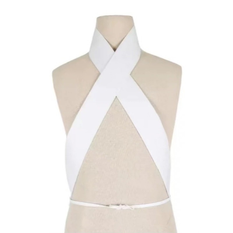 Chinese Style White Detachable False Collar for Ancient Dress Skinny Long Scarf