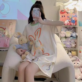 Bộ Đồ Ngủ Cho Nữ Mùa Hè Tay Ngắn Hoạt Hình Có Thể Mặc Bên Ngoài Chó Pacha Kích Thước Lớn Xuân Thu Mùa Hè Mỏng Quần Áo Nhà Bộ Đồ Hai Mảnh