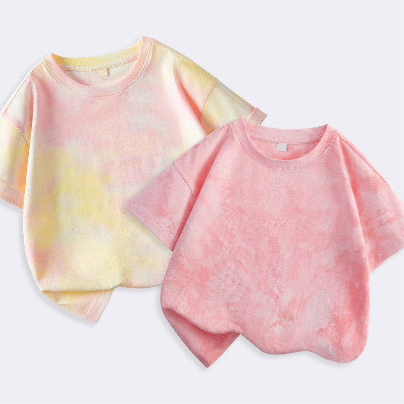 Thời Trang Bé Trai Bé Gái Áo Tie-Dye Full In Hình Cổ Tròn Rời Phong Cách Phương Tây Quần Áo Trẻ Em Size 100-150 HTQW