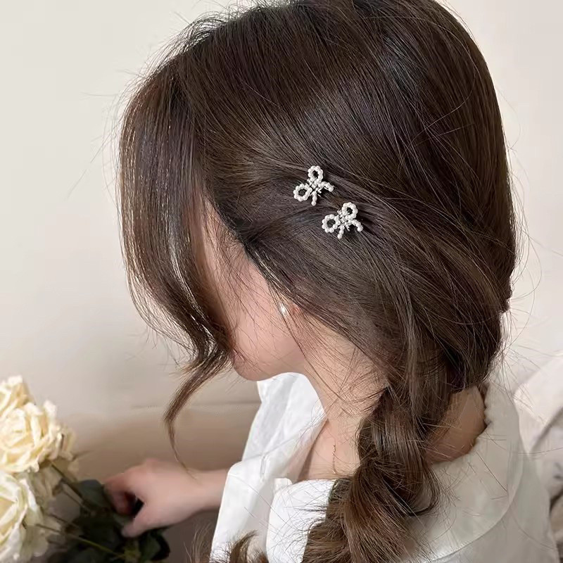 Ngọc Trai Nơ Mini Kẹp Cô Gái Kẹp Tóc Nữ Dễ Thương