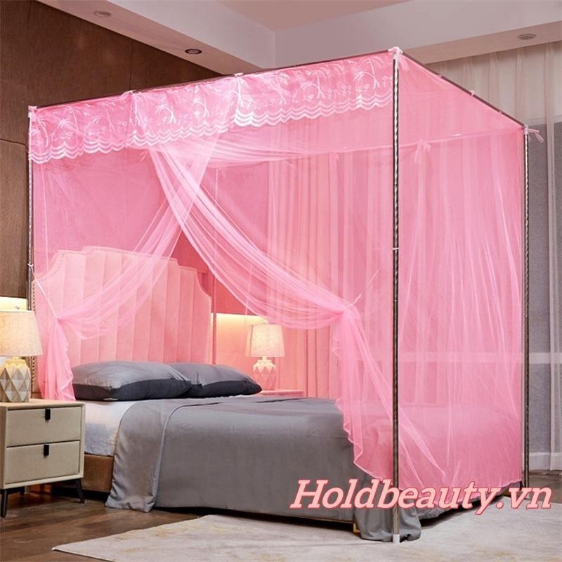 Rèm Giường Tán 4 Góc Bài Ren Viền Giường Công Chúa Tán Lưới Chống Muỗi Cho Người Lớn Trẻ Em Phòng Ngủ