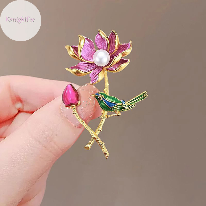K2nightfee Tinh Tế Mới Magpie Sen Trâm Dành Cho Nữ Áo Chân Huy Hiệu Vintage Pha Lê Hoa Xòe Váy Cô Dâu Tiệc Cưới Trang Sức Quà Tặng VN