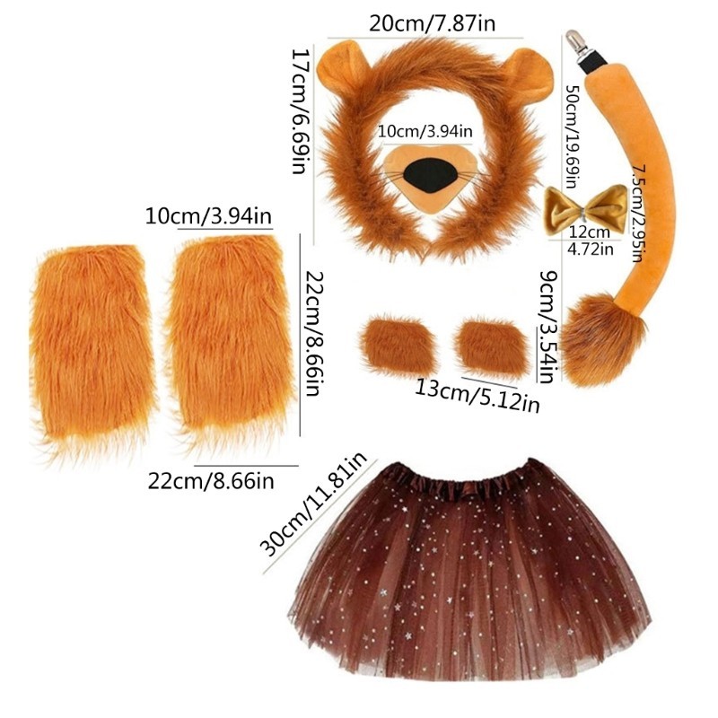 Yoioi Halloween Sư Tử Trang Phục Bộ Trang Phục Cho Bé Sinh Nhật Halloween Sư Tử Trang Phục Sư Tử Băng Đô Quấn Tóc Đuôi Nơ