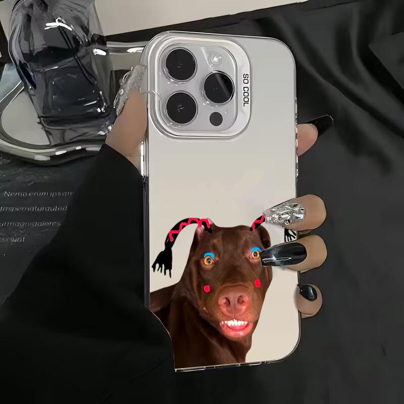 Vỏ Tương Thích Cho iPhone 16 15 14 13 12 11 Pro Max X XR XS Max 8 7 Plus SE2020 2022 Mẫu Chú Chó Thú Vị IMD Sang Trọng Matte Bìa Cứng