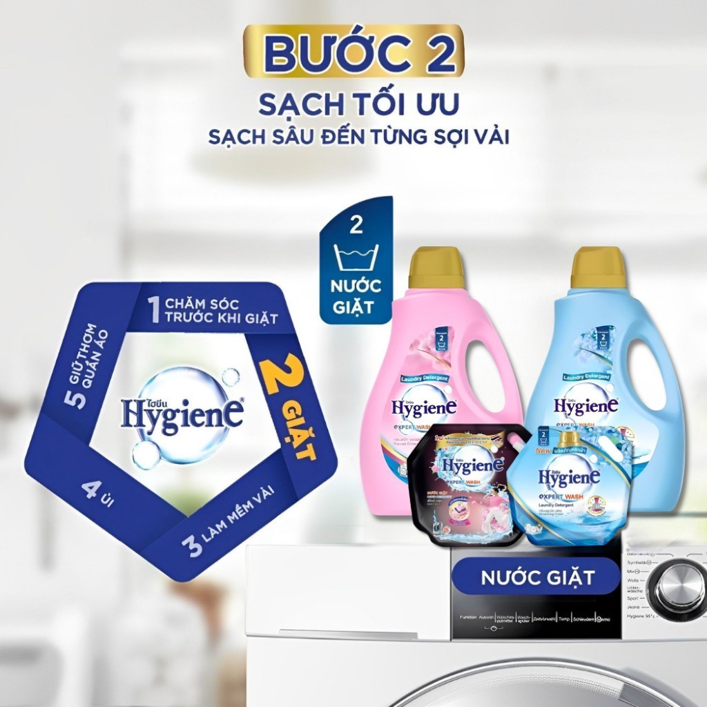 Nước Giặt Hygiene Thái Lan Giặt Xả Quần Áo Thơm Lâu Dùng Giặt Tay Và Máy 2800ml/2500ml !