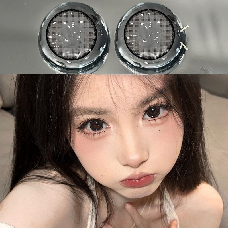 Set 2 Kính Áp Tròng Màu Đen contact lenses 0 ~ -8.00 black len 14.2mm lens cận lens nâu bean black 22