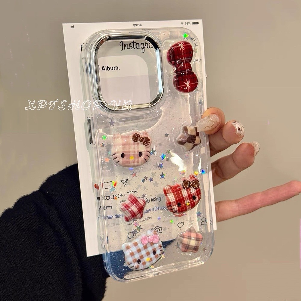 Ốp điện thoại nhựa hình mèo con lập thể cho iPhone 17 Pro Max 16 Plus 15 14 13 12 11 Vỏ bảo vệ chống sốc