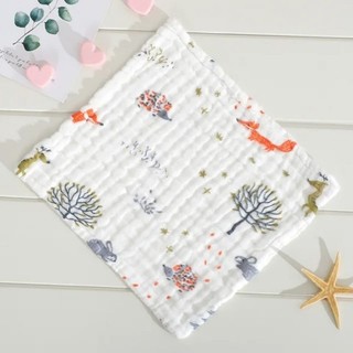 Combo 5 khăn sữa xô sơ sinh 6 lớp chất liệu organic cotton mềm thoáng khí thấm hút tốt.