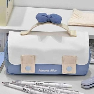Bút Chì Nhiều Lớp GLKWC, Túi Văn Phòng Phẩm Thắt Nơ Dễ Thương Đa Năng, Túi Bảo Quản Cung Cấp Sinh Viên Thời Trang Chống Bụi Bẩn