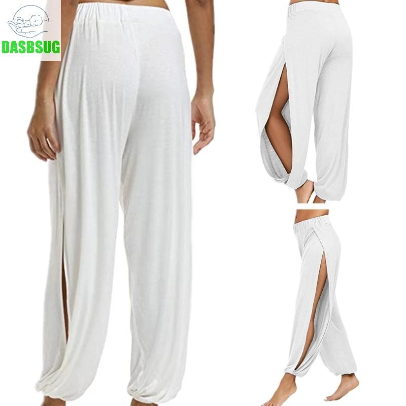Women's Soft  Waist  Slit Leg Pants Harem Dance Yoga Pilates Pants