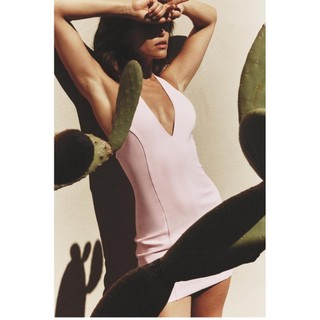 Đầm Zara made in Morocco yếm mini hồng pastel