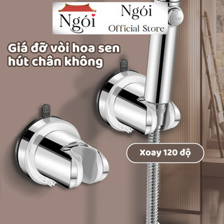 Giá Đỡ Vòi Sen Gắn Tường Có Cốc Hút Xoay 120 Độ, Giá Treo Vòi Hoa Sen Chống Nước, Chịu Lực Tốt GD01 - NGÓI HOME