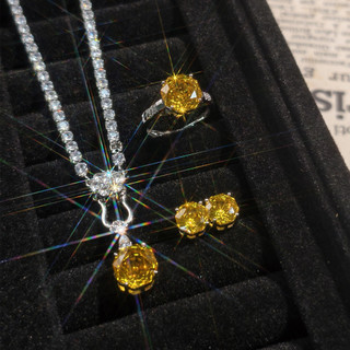 Châu Âu Mỹ ins Phong Cách Mới Kim Cương Vàng Zircon Hình Bát Giác Hoa Hồng Cắt Phù Hợp Với Nữ