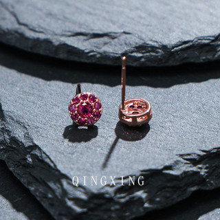 Châu Âu Mỹ ins Phong Cách Mới Đỏ Corundum Bông Tai Nhỏ Nữ