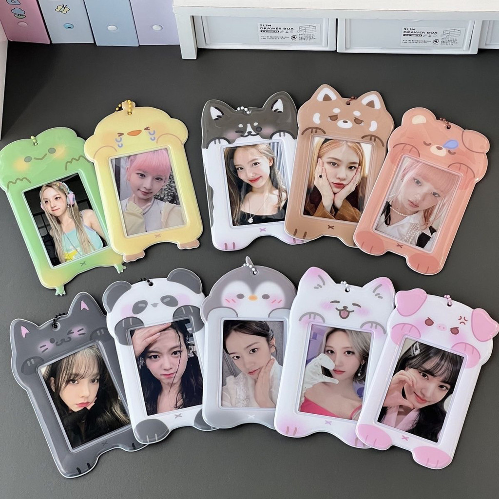 Động Vật Dễ Thương PVC Đựng Thẻ Ảnh Aidou Lưu Trữ ID Học Sinh Bảo Vệ Thẻ Thực Phẩm Hiển Thị Mặt Dây Chuyền Đổi Đến 9L0M