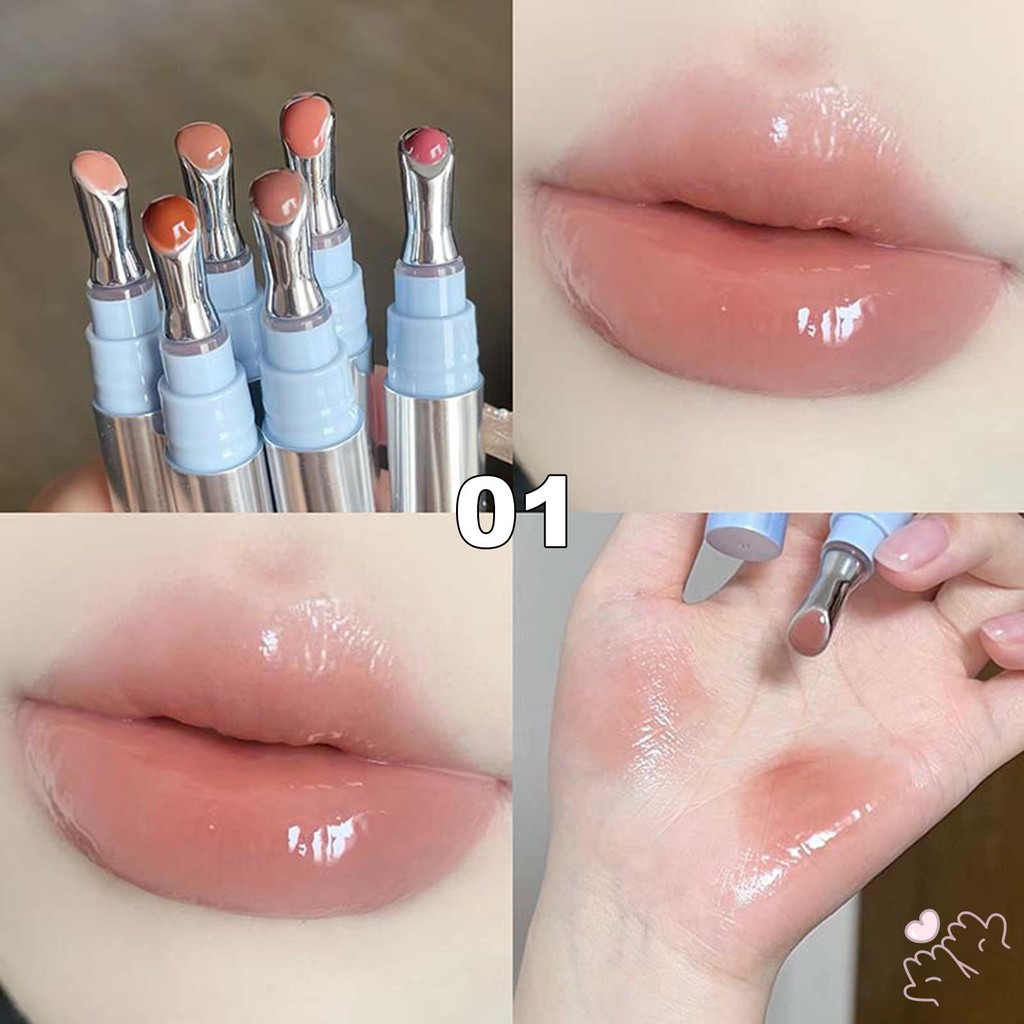 IOIIK Son bóng cọ đầu bàn là kim loại - Gel môi tạo môi căng mọng thủy tinh - Cấp ẩm làm da trắng, bền màu khó dính ly