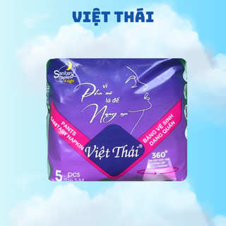 Băng vệ sinh ban đêm dạng quần VIỆT THÁI cho phụ nữ sau sinh, đến ngày, size S-M /vòng hông 60-100cm, 5 miếng/ gói.