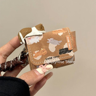 Ốp lưng AirPods 4 [2024] AirPods Pro2 Pro 3 2 1 Bảo vệ tai nghe không dây Apple với mèo ngủ màu nâu Phim hoạt hình Hàn Quốc