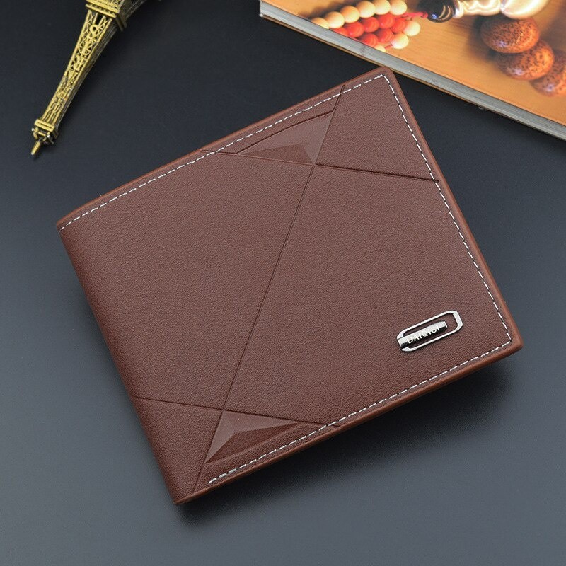 Tên Cá Tính Nam Ví Ngắn Da Bifold Ví Thương Hiệu Tiền Sang Trọng Thẻ Tín Dụng Khắc Từ Ví Nam Ví Da PU Cho Quà Tặng Ngày Của Cha