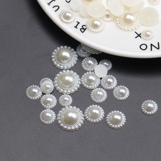 Giả Ngọc Trai Hình Bán Nguyệt Màu Be,_handmade, Dùng làm Nơ Kẹp Tóc