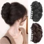 MONOSTYLE Bun Head Tóc Giả, Nâu Lông Tơ Tóc Bun Móng Vuốt Kẹp, Thời Trang Tự Nhiên Tổng Hợp Tóc Đen Nữ
