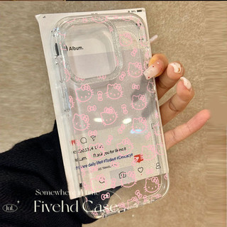 Hàn Quốc Ins Màu Hồng Dễ Thương Đầu KT Trong Suốt Lấp Lánh Bột Vỏ Cao Cấp Tương Thích Cho iPhone 11 16 16E 15 14 13 12 Pro Xs Max XR X 7 8 Plus SE Vỏ Điện Thoại Hoạt Hình Bảo Vệ Chống Sốc Co