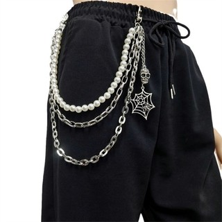 Ấm cúng Quần Nhiều Lớp Dây Xích Quần Jean Dây Xích Thắt Lưng Kim Loại Nơ Punk Trang Trí Eo