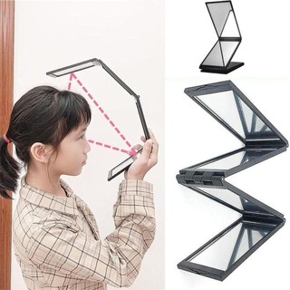 [Hàng về] Gương gấp nhiều góc HABITATCO, Gương gấp ba di động cầm tay, Góc nhìn 360 độ có thể gập lại Gương trang điểm gấp 4 mặt để cắt tóc