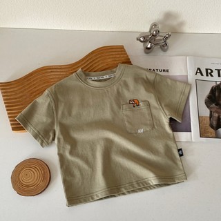 Áo thun ngắn tay thêu cotton mùa hè cho bé trai, phong cách Nhật Bản, áo rộng rãi cho trẻ em, áo thường ngày cho bé trai