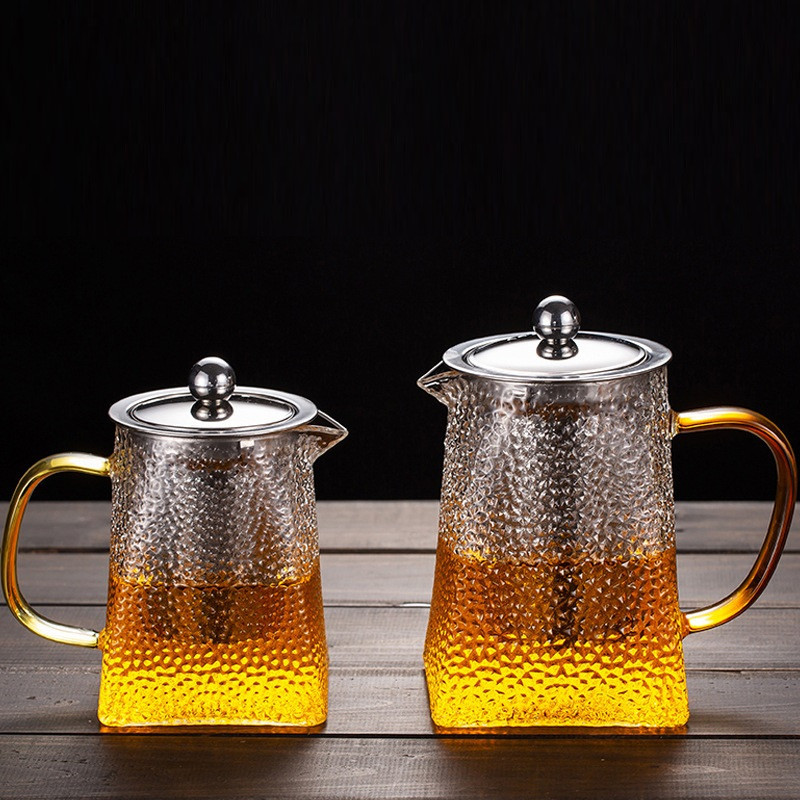 Ấm, Bình Thủy Tinh Họa Tiết Vẩy Cá Có Lõi Lọc Inox 304 Dùng Pha Các Loại Trà