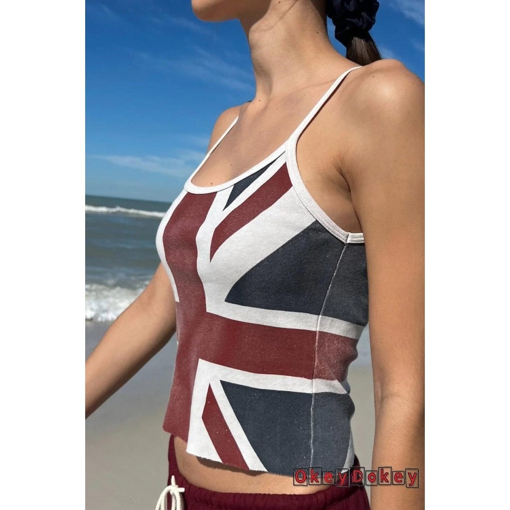 Okdk-áo Crop Slim Fit không tay lưng Spaghetti không tay dành cho nữ