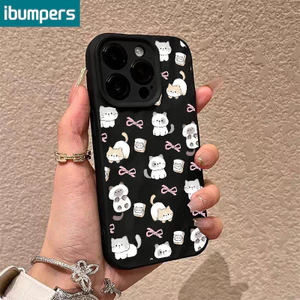 ibumpers Ốp Lưng Iphone Đẹp Coquette Màu Hồng Nơ Mèo Màu Đen in Hình Mỏng Ốp Điện Thoại Nhám Silicon Mềm Chống bẩn Chống sốc Cho 15 14 12 13 11 Pro Max IP 7 8 Plus Iphon X Xs XR Xs Max