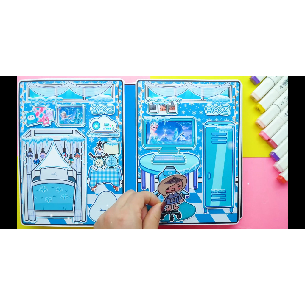 Ngôi nhà của bé House of Queen Elsa In Quiet Book Đồ chơi giấy tocaboca life bằng giấy DIY cho bé