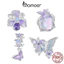 Bamoer 925 Sterling Sliver Charm Bướm Iris Mặt Dây Chuyền Phụ Kiện Series Cho Vòng Tay