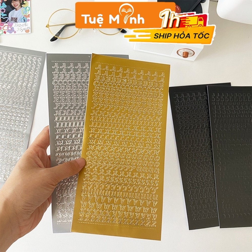 Sticker chữ ánh bạc cổ điển font chữ viết tay STI57 nhãn dãn ký hiệu ...