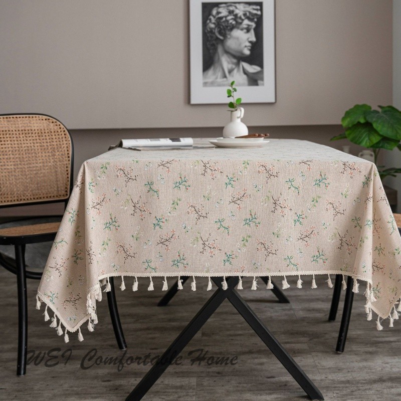 Đơn giản Nhỏ Tươi Cotton Vải Lanh In Khăn Trải Bàn Gia Đình Bàn Cà Phê Chống Bụi Khăn