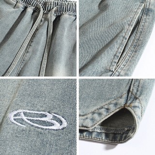 GKSSS quần short denim Phong cách đường phố mùa hè đơn giản theo phong cách retro Mỹ unisex