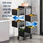 Kệ xoay đa năng 5 tầng thép không gỉ bánh xe di chuyển dễ dang. Giá để đồ nhà bếp hoa quả nhiều tầng xoay 360 độ-MAXIM — ảnh 1