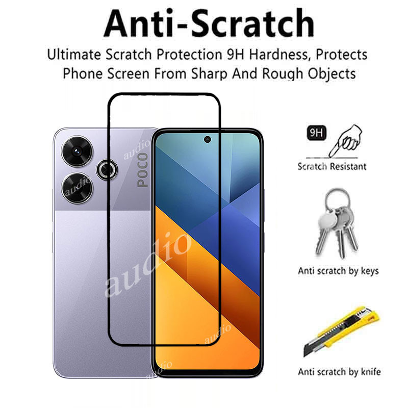 3 Kính Cường Lực Cho POCO m6 4G 2024 Bảo Vệ Màn Hình Điện Thoại Vỏ Kính Bảo Vệ Phim Cho POCO m6 M 6 6M PocoM6 4G 9H HD Chống Trầy Xước