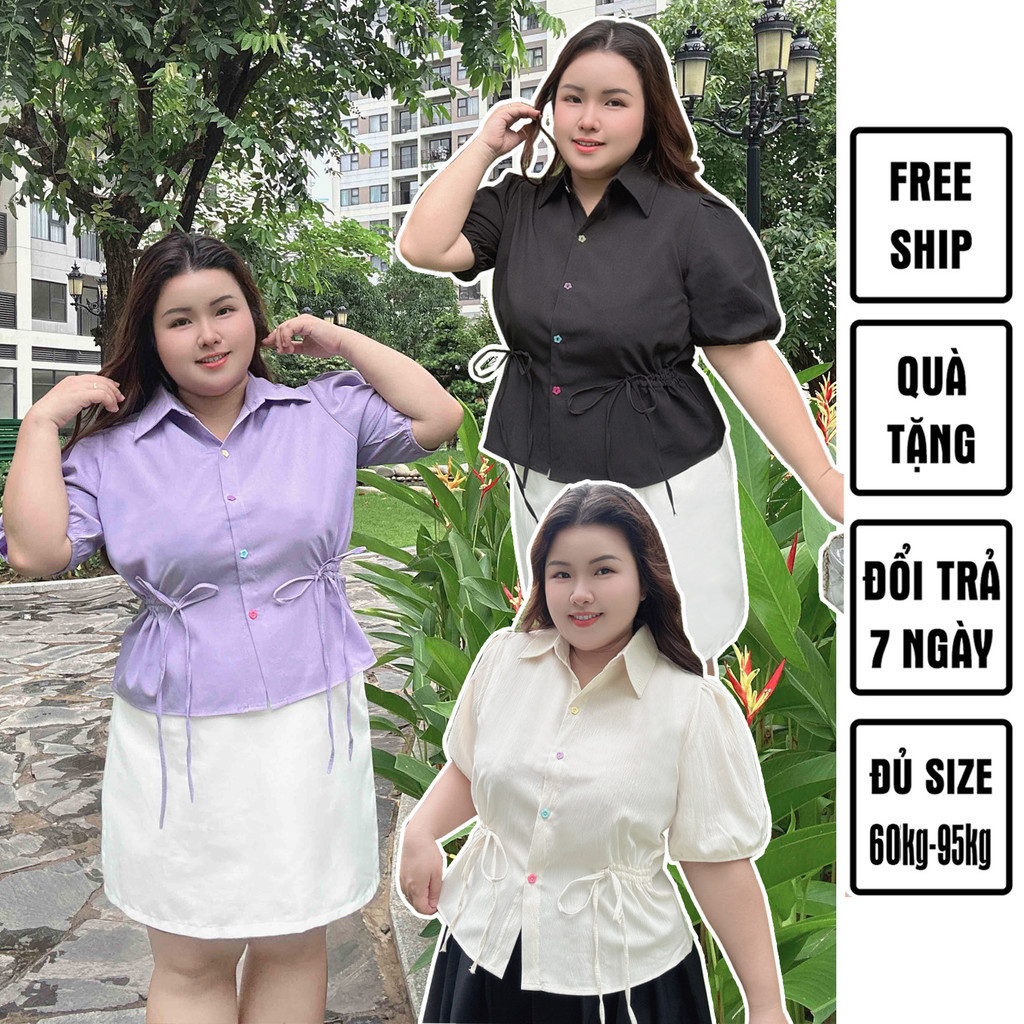 Áo sơ mi rút dây bigsize 60kg-95kg nút hoa nhiều màu | Shopee Việt Nam