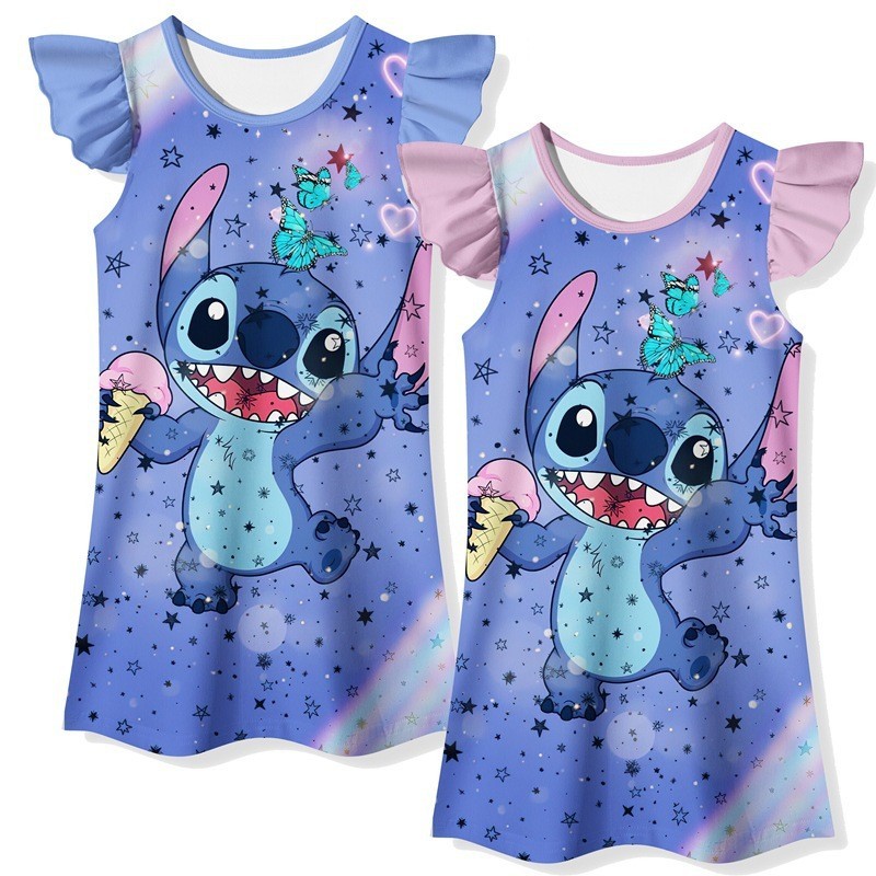 SY6 Stitch hoạt hình dễ thương váy cosplay colth cho trẻ em bé gái váy một mảnh đồ ngủ mặc giải trí YS6