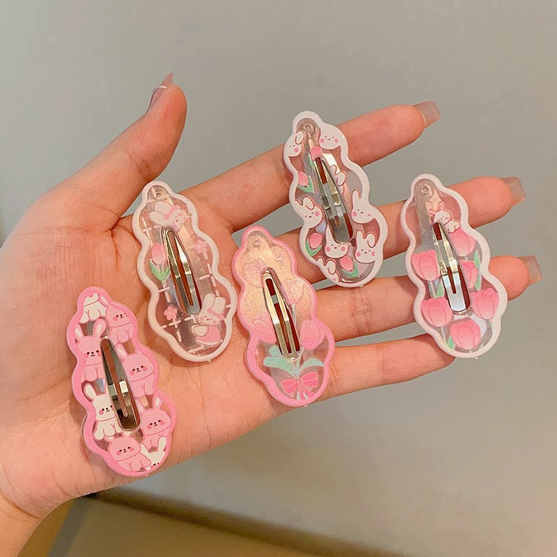 Dễ Thương Màu Hồng Kẹp Tóc Vintage Hồng Thỏ Ngọt Barrettes Tóc Đáng Yêu Kẹp Tóc Phụ Kiện