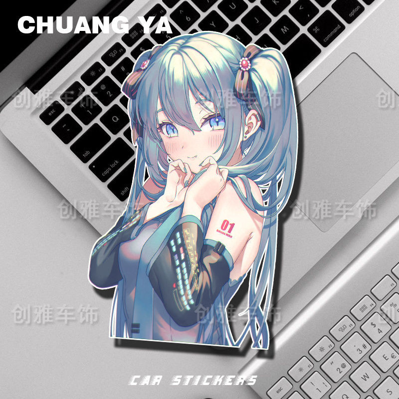 Douyin Cả Hai Mặt Dán Khối Hai Chiều Cơ Thể Trầy Xước Xe Người Ảnh Hưởng Anime Hatsune Miku Đau Xe Dán