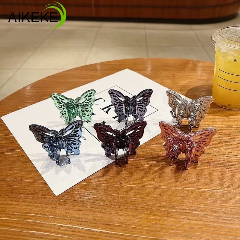 Giá đỡ điện thoại di động đa năng Grip Butterfly Paste Fold Luxury Sparkling Holder Stand Kim loại Phụ kiện điện thoại di động
