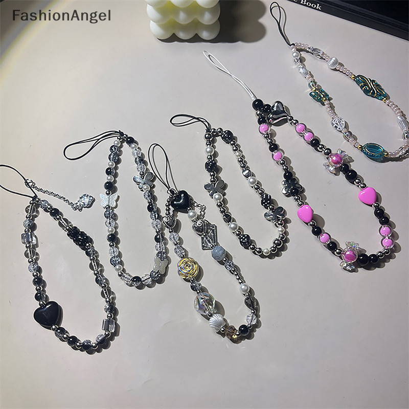 FashionAngel Cho Phụ Kiện IP Dây Ins Y2K Trái Tim Điện Thoại Quyến Rũ Dây Đeo Hoa Hạt Mặt Dây Chuyền Vòng Tay Hàn Quốc Cho Bé Gái Trang Sức TH