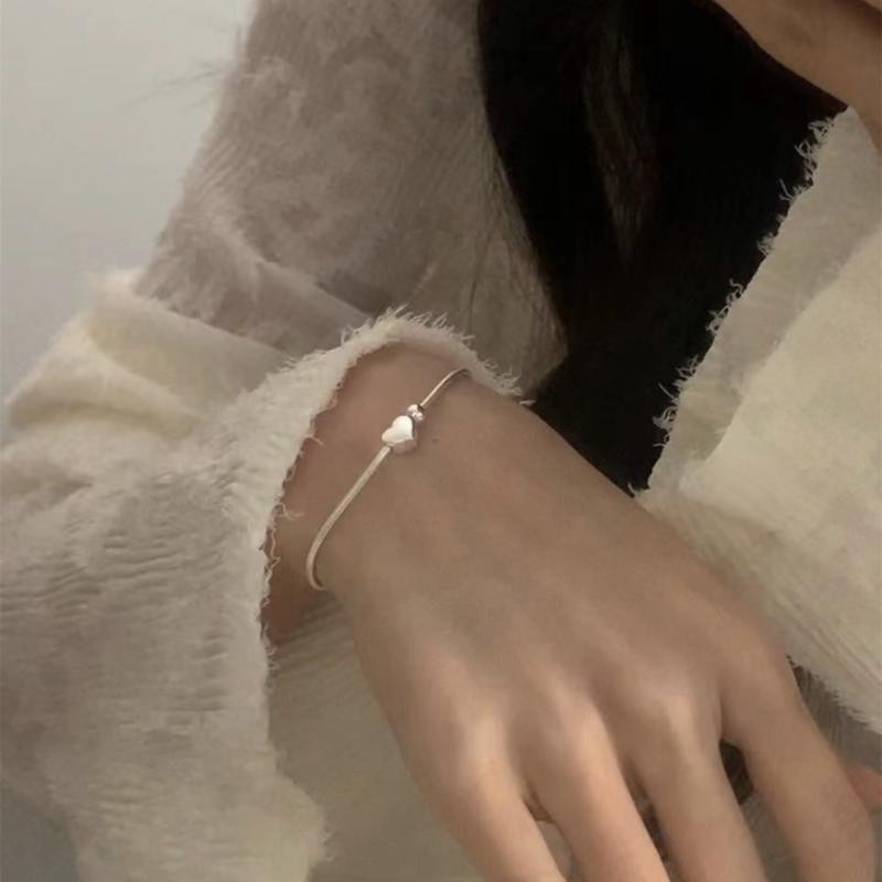 Vòng tay tình yêu bằng bạc Sterling Nữ ins Thiết kế Niche Đơn giản